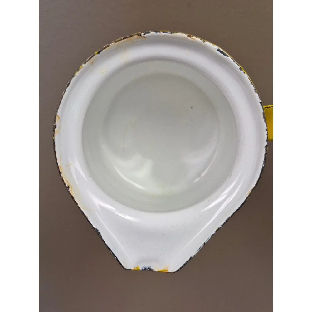Vintage Yellow Enamelware Butter Warmer Milk Pot Small Sauce Pot Made Poland MCM